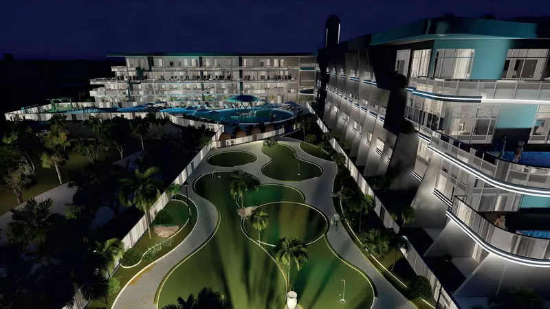 Samana Golf Avenue - Night view of luxury with illuminated golf course | AX CAPITAL