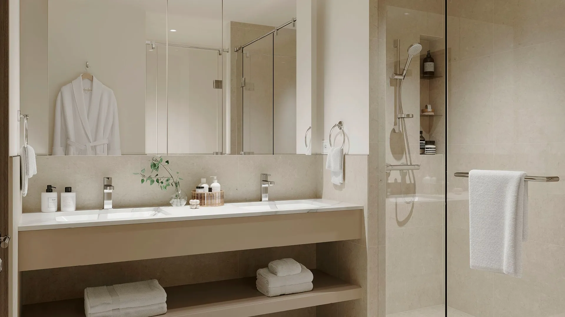 Savanna Residences - Spacious modern bathroom with double sinks | AX CAPITAL